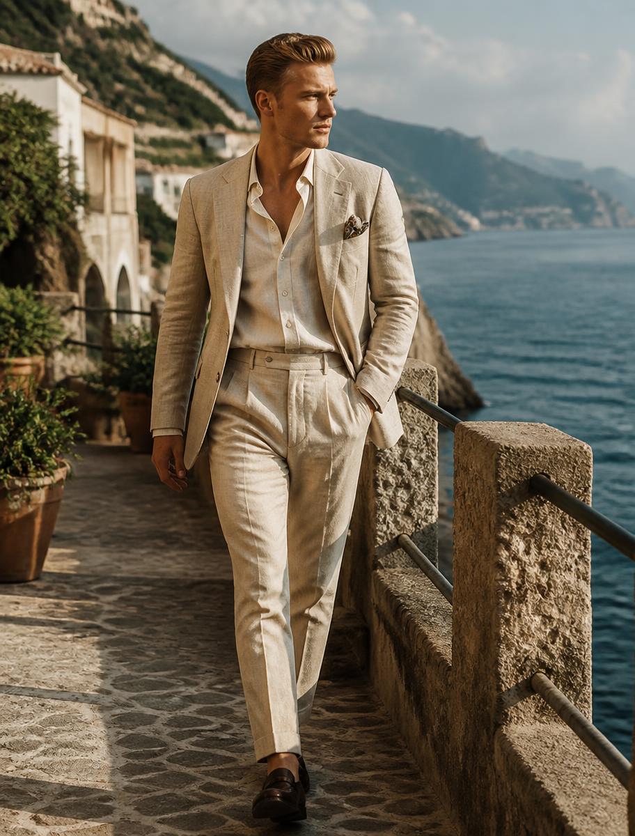 AI fashion campaign image: Linen — Amalfi